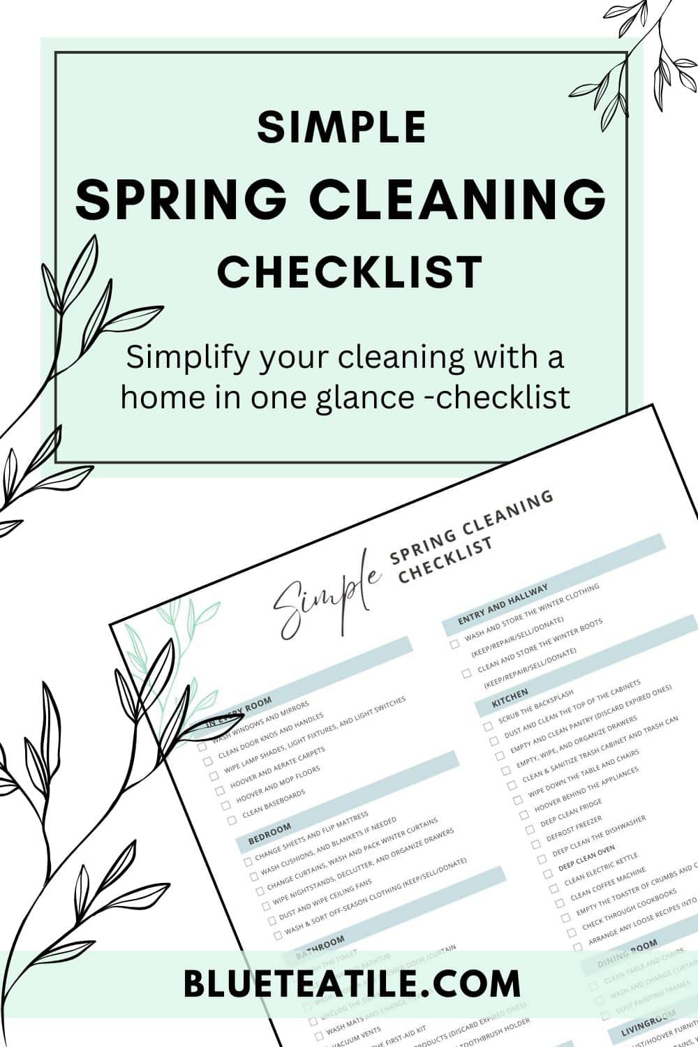 Simple Spring Cleaning Checklist (PDF) for easier cleaning