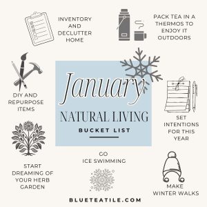 Natural living bucket list for January, with the task to help lay the groundwork for the new year.
