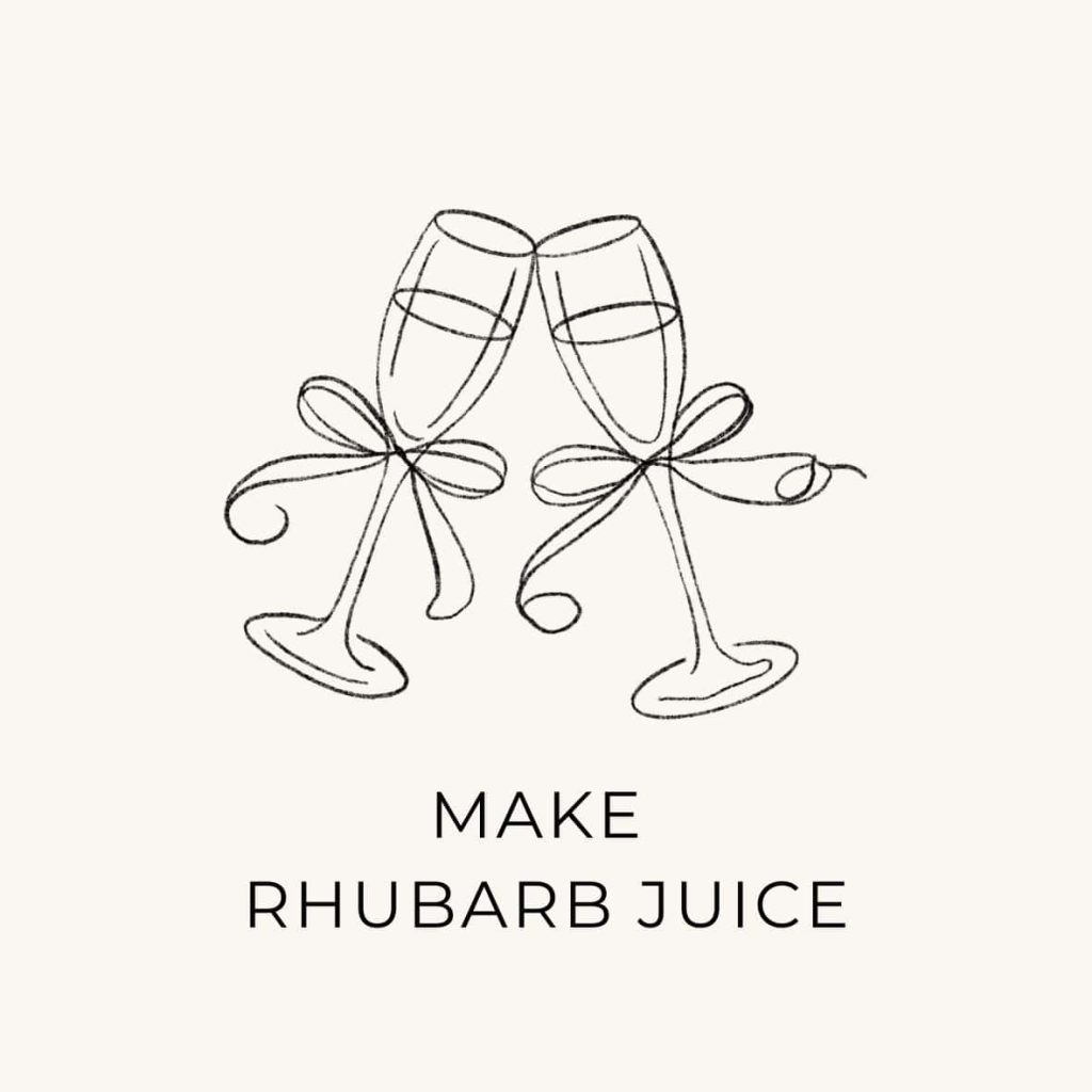 A suggestion to make rhubarb juice in May and a sketch of two flute glasses clinging.