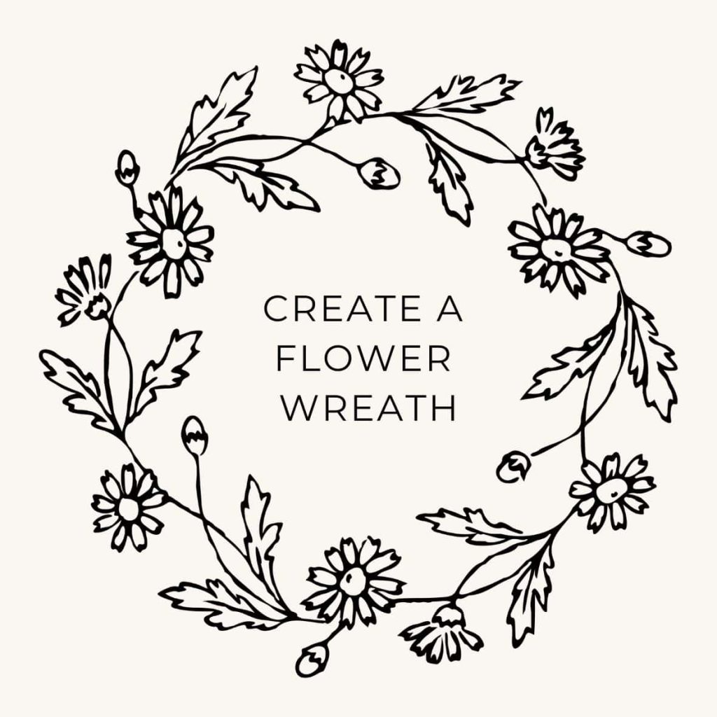 A flower wreath is a May Bucket List task with a flower wreath sketch.